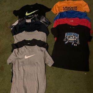 Boys large under armor and Nike t shirts